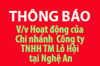 V/v Hoạt động của Chi nhánh Công ty TNHH TM Lô Hội tại Nghệ An