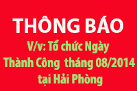 V/v: Tổ chức Ngày Thành Công tháng 08/2014 tại Hải Phòng