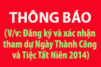 (V/v: Đăng ký và xác nhận tham dự  Ngày Thành Công và Tiệc Tất Niên 2014)