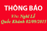 V/v: Nghĩ Lễ Quốc Khánh 02/09/2015