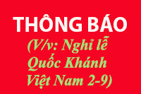 (V/v: Nghỉ lễ Quốc Khánh Việt Nam 2-9)
